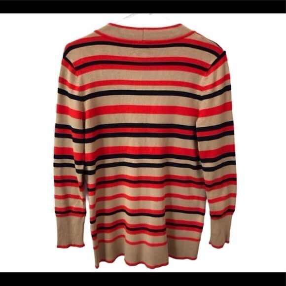 Cache V Neck Stripe Button Up Cardigan Sweater - Picture 5 of 12